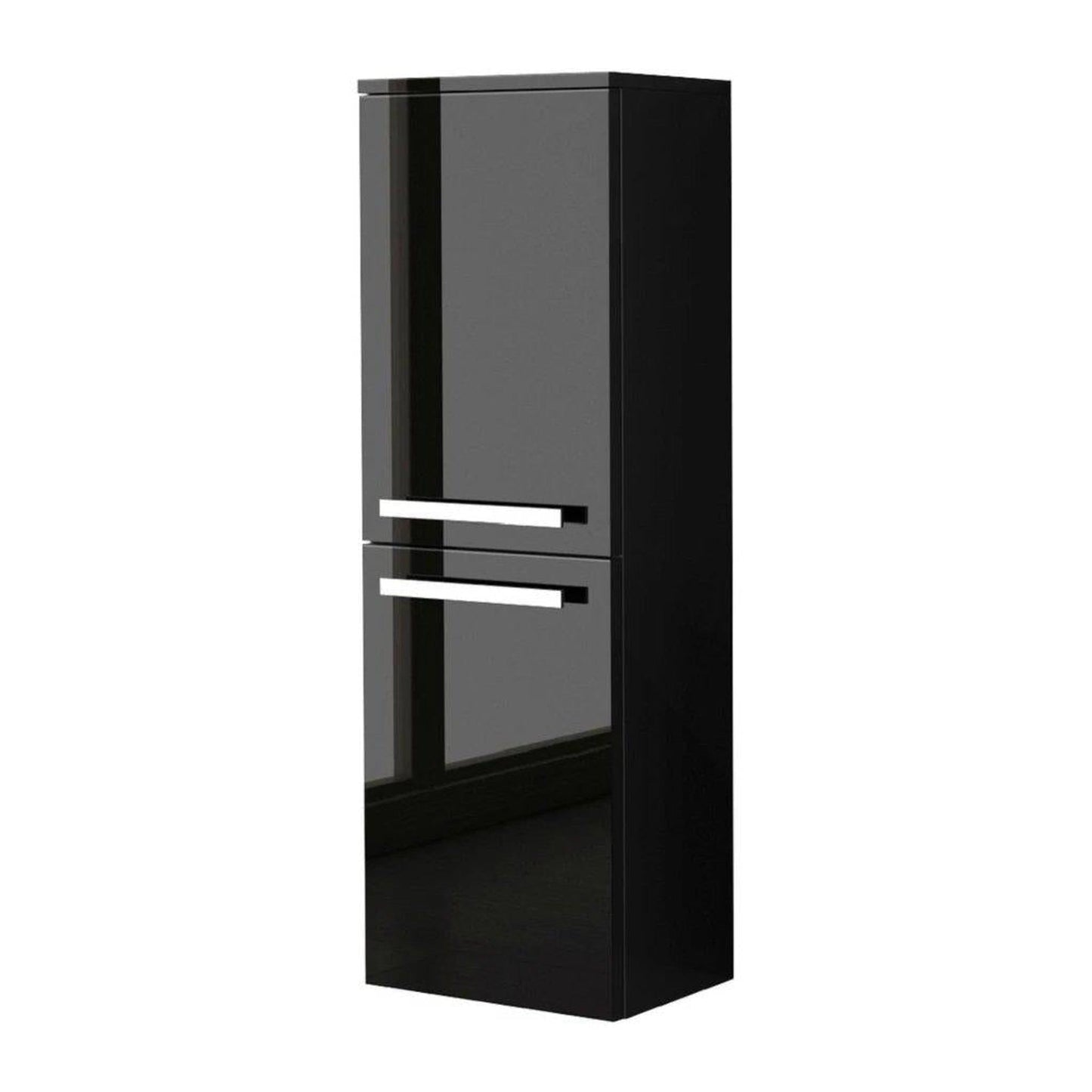 LaToscana Ameno 14" x 42" Black Wall-Mounted Linen Tower Cabinet