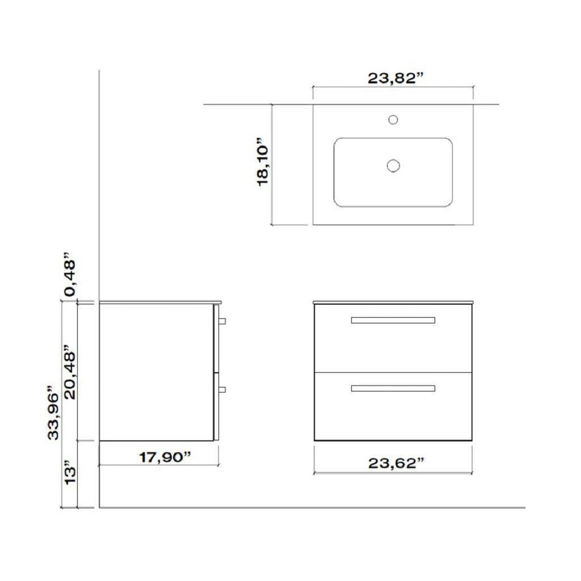 LaToscana Ameno 24" Sand Wall-Mounted Vanity