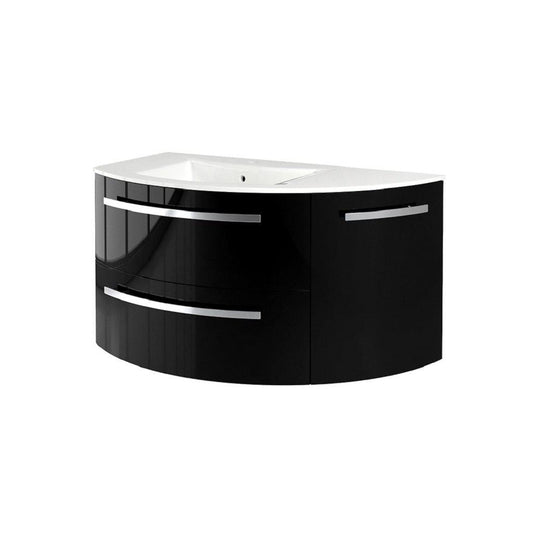 LaToscana Ameno 38" Black Wall-Mounted Vanity Set With Right Rounded Cabinet