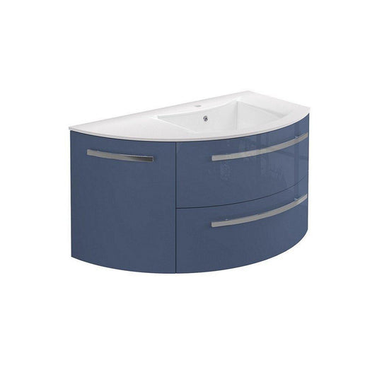 LaToscana Ameno 38" Blue Distante Wall-Mounted Vanity Set With Left Rounded Cabinet