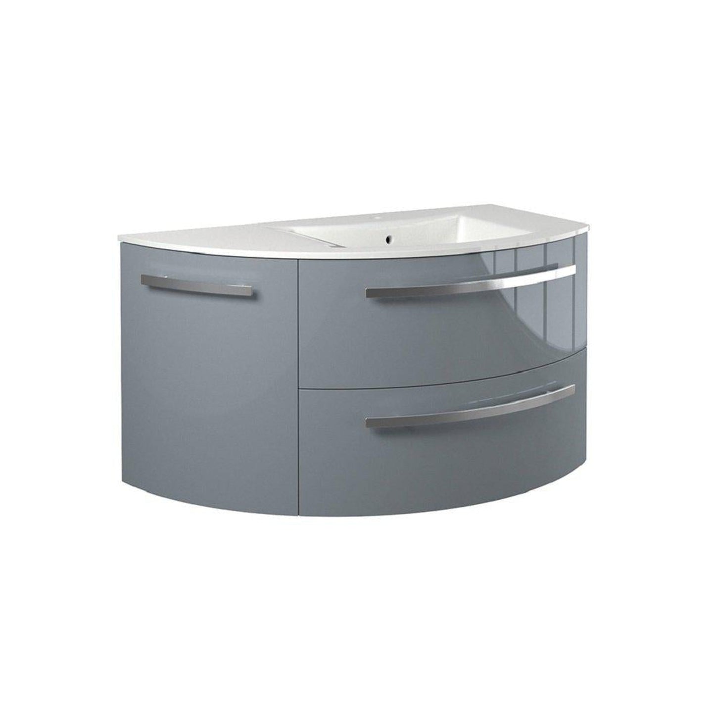 LaToscana Ameno 38" Gray Wall-Mounted Vanity Set With Left Rounded Cabinet