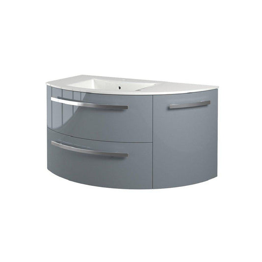 LaToscana Ameno 38" Gray Wall-Mounted Vanity Set With Right Rounded Cabinet