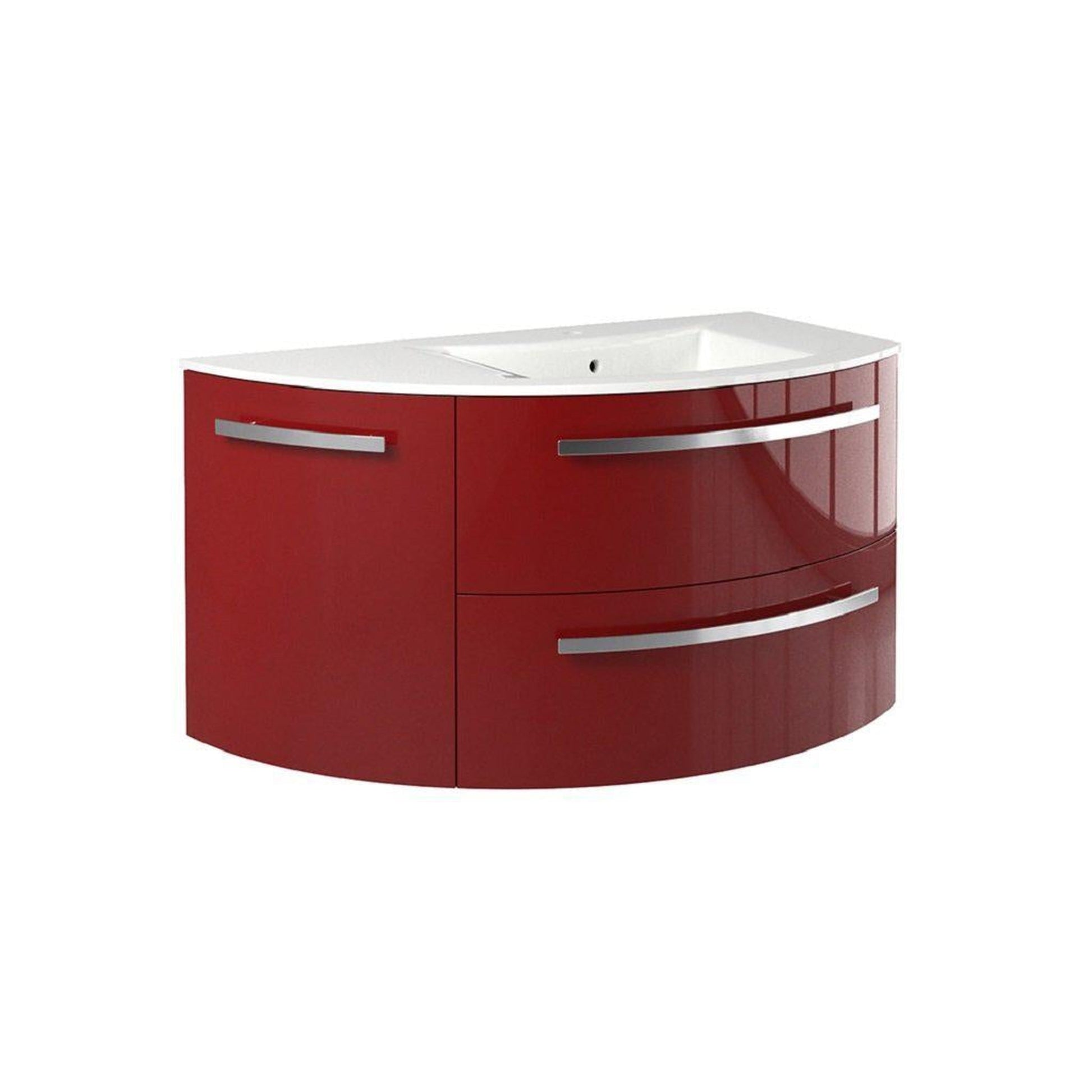 LaToscana Ameno 38" Red Wall-Mounted Vanity Set With Left Rounded Cabinet