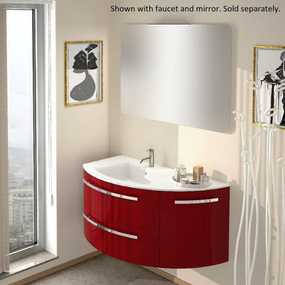 LaToscana Ameno 38" Red Wall-Mounted Vanity Set With Right Rounded Cabinet