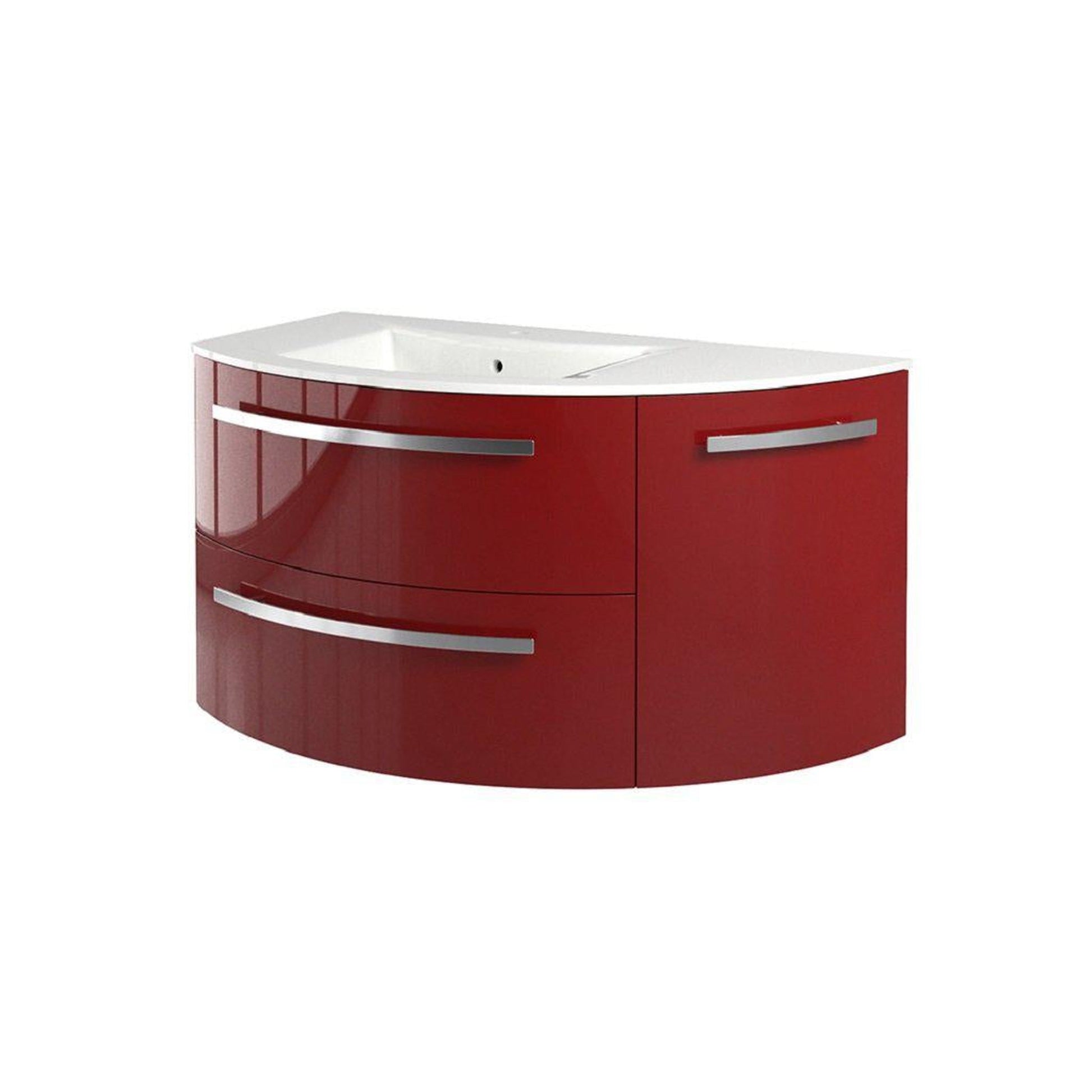 LaToscana Ameno 38" Red Wall-Mounted Vanity Set With Right Rounded Cabinet