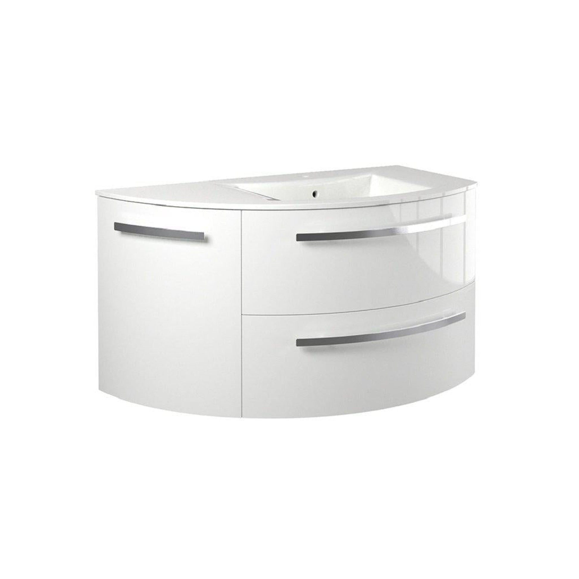 LaToscana Ameno 38" White Wall-Mounted Vanity Set With Left Rounded Cabinet