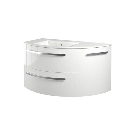 LaToscana Ameno 38" White Wall-Mounted Vanity Set With Right Rounded Cabinet