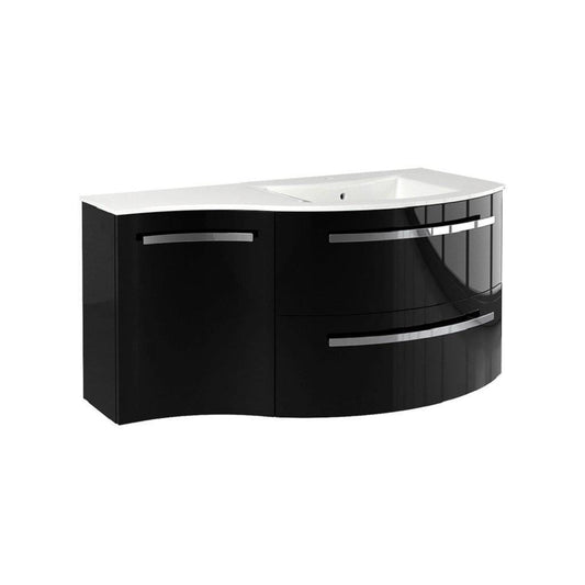 LaToscana Ameno 43" Black Wall-Mounted Vanity Set With Left Concave Cabinet