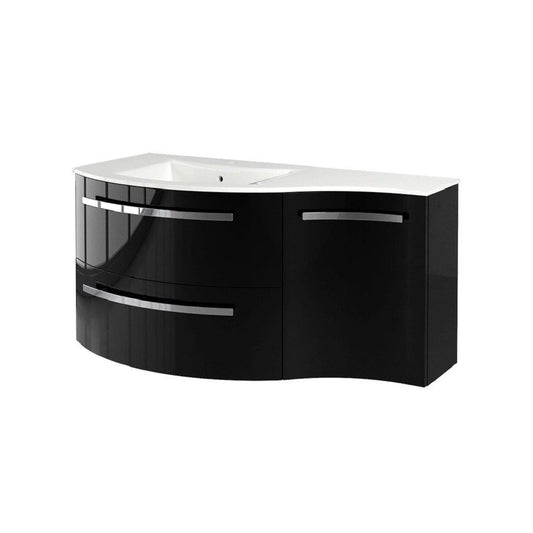 LaToscana Ameno 43" Black Wall-Mounted Vanity Set With Right Concave Cabinet