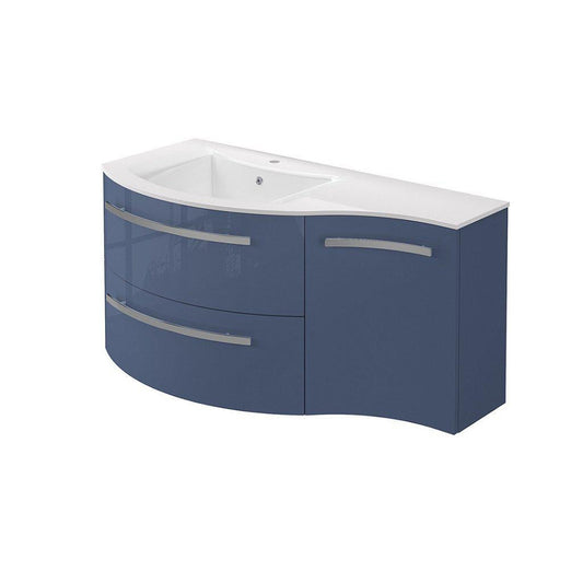 LaToscana Ameno 43" Blue Distante Wall-Mounted Vanity Set With Right Concave Cabinet