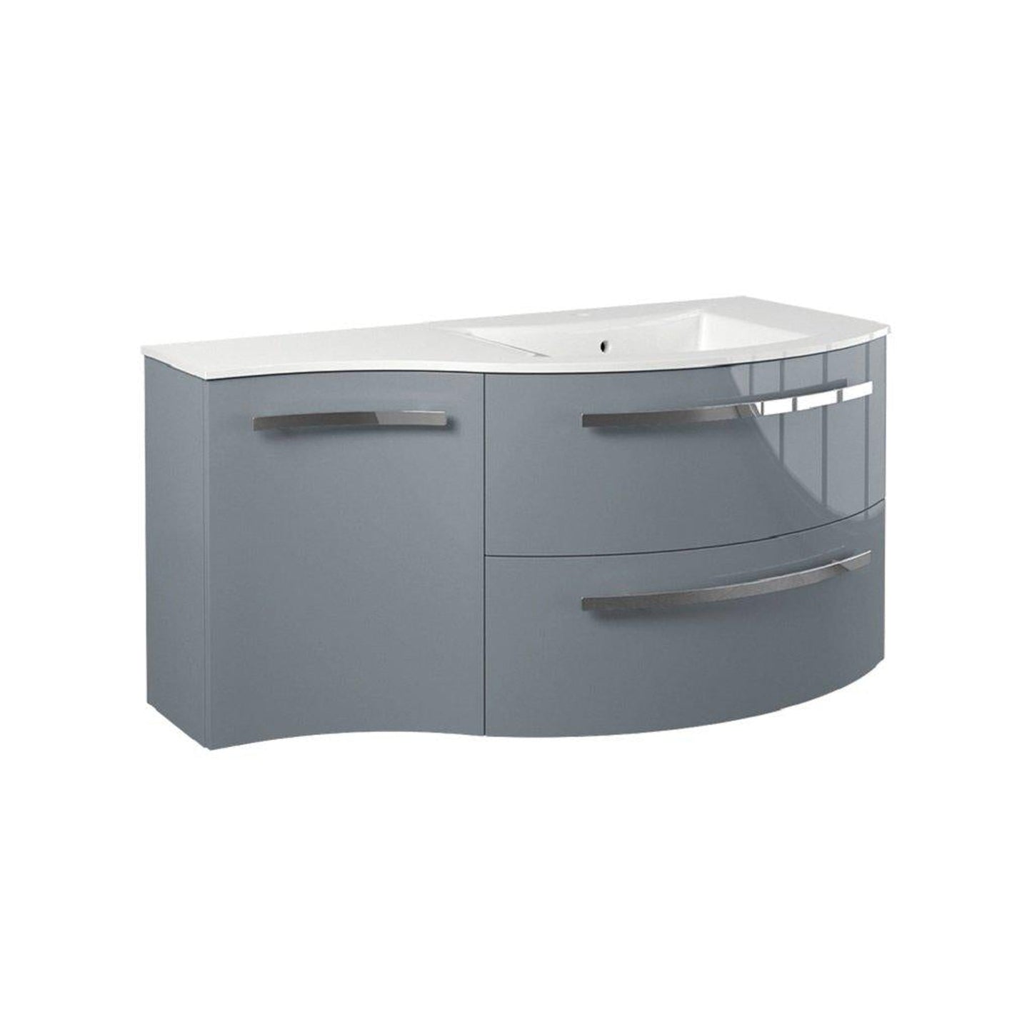 LaToscana Ameno 43" Gray Wall-Mounted Vanity Set With Left Concave Cabinet