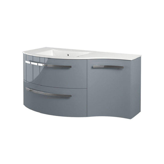 LaToscana Ameno 43" Gray Wall-Mounted Vanity Set With Right Concave Cabinet