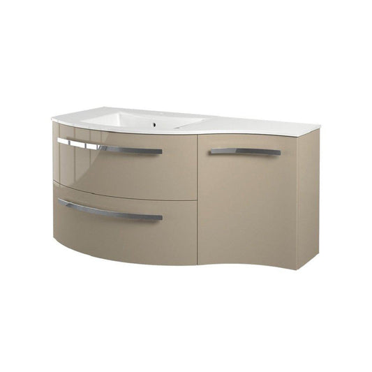 LaToscana Ameno 43" Sand Wall-Mounted Vanity Set With Right Concave Cabinet