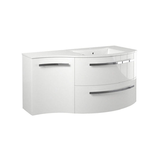 LaToscana Ameno 43" White Wall-Mounted Vanity Set With Left Concave Cabinet