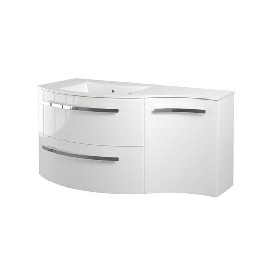 LaToscana Ameno 43" White Wall-Mounted Vanity Set With Right Concave Cabinet