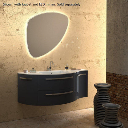 LaToscana Ameno 52" Black Wall-Mounted Vanity Set With Left Rounded & Right Concave Cabinets