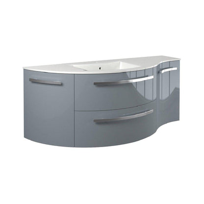 LaToscana Ameno 52" Gray Wall-Mounted Vanity Set With Left Rounded & Right Concave Cabinets