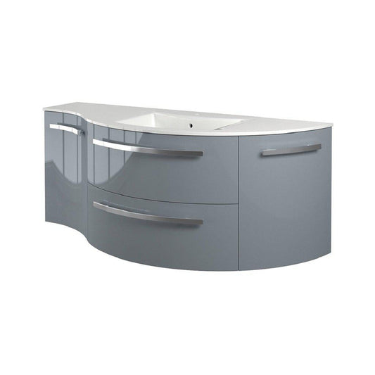 LaToscana Ameno 52" Gray Wall-Mounted Vanity Set With Right Rounded & Left Concave Cabinets