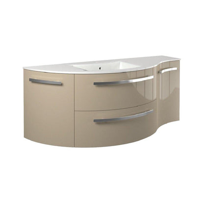 LaToscana Ameno 52" Sand Wall-Mounted Vanity Set With Left Rounded & Right Concave Cabinets