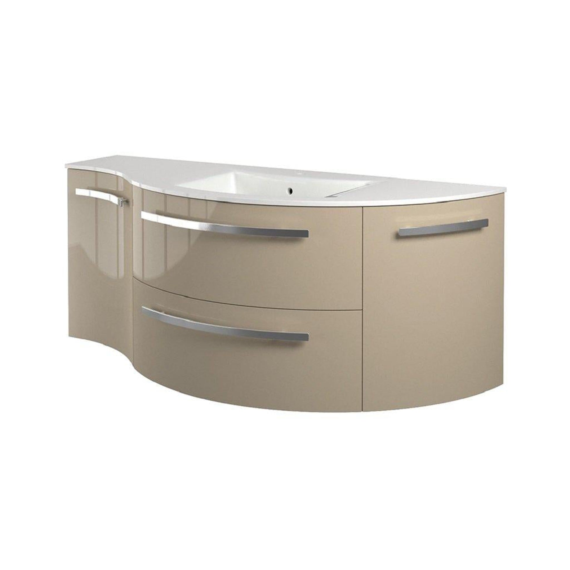 LaToscana Ameno 52" Sand Wall-Mounted Vanity Set With Right Rounded & Left Concave Cabinets