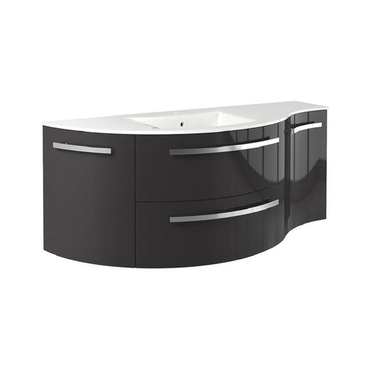 LaToscana Ameno 52" Slate Wall-Mounted Vanity Set With Left Rounded & Right Concave Cabinets