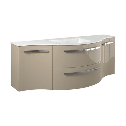 LaToscana Ameno 57" Sand Wall-Mounted Vanity Set With Left & Right Concave Cabinets