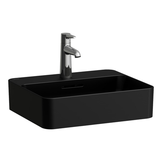 Laufen Val 18" Rectangular Matte Black Countertop Bathroom Sink Without Faucet Hole and Overflow Slot