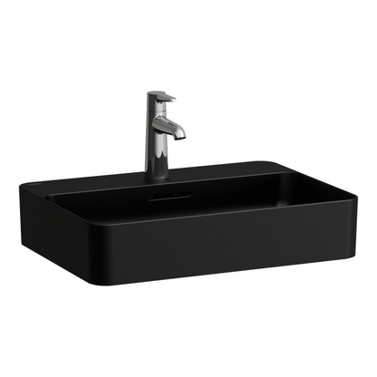 Laufen Val 22" Rectangular Matte Black Countertop Bathroom Sink Without Faucet Hole