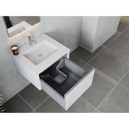 Laviva Legno 24" Alabaster White Vanity Base and Matte White Solid Surface Countertop With Integrated Sink