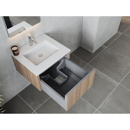 Laviva Legno 24" Weathered Gray Vanity Base and Matte White Solid Surface Countertop With Integrated Sink