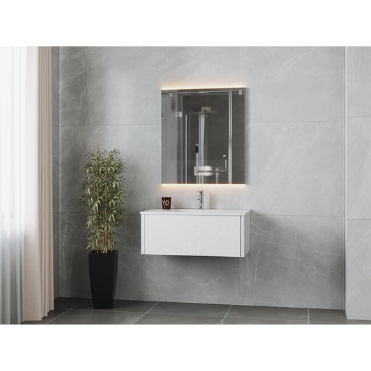 Laviva Legno 36" Alabaster White Vanity Base and Matte White Solid Surface Countertop With Integrated Sink