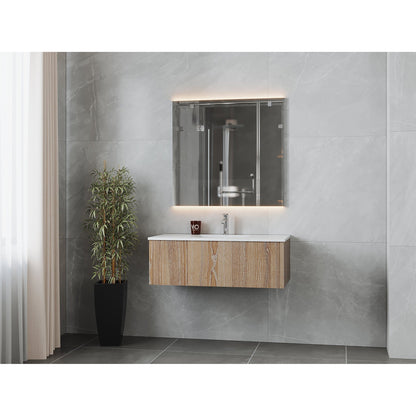 Laviva Legno 42" Weathered Gray Vanity Base and Matte White Solid Surface Countertop With Integrated Sink