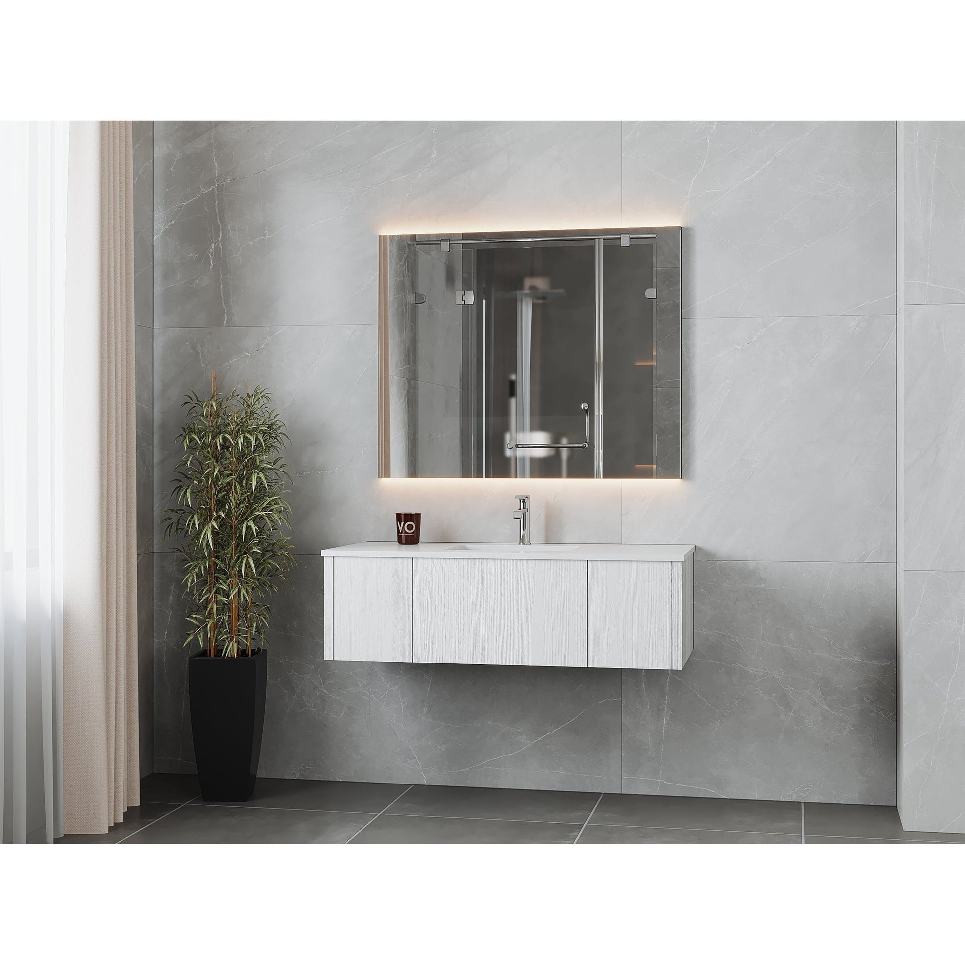 Laviva Legno 48" Alabaster White Vanity Base and Matte White Solid Surface Countertop With Integrated Sink