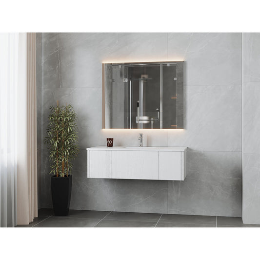Laviva Legno 48" Alabaster White Vanity Base and Matte White Solid Surface Countertop With Integrated Sink
