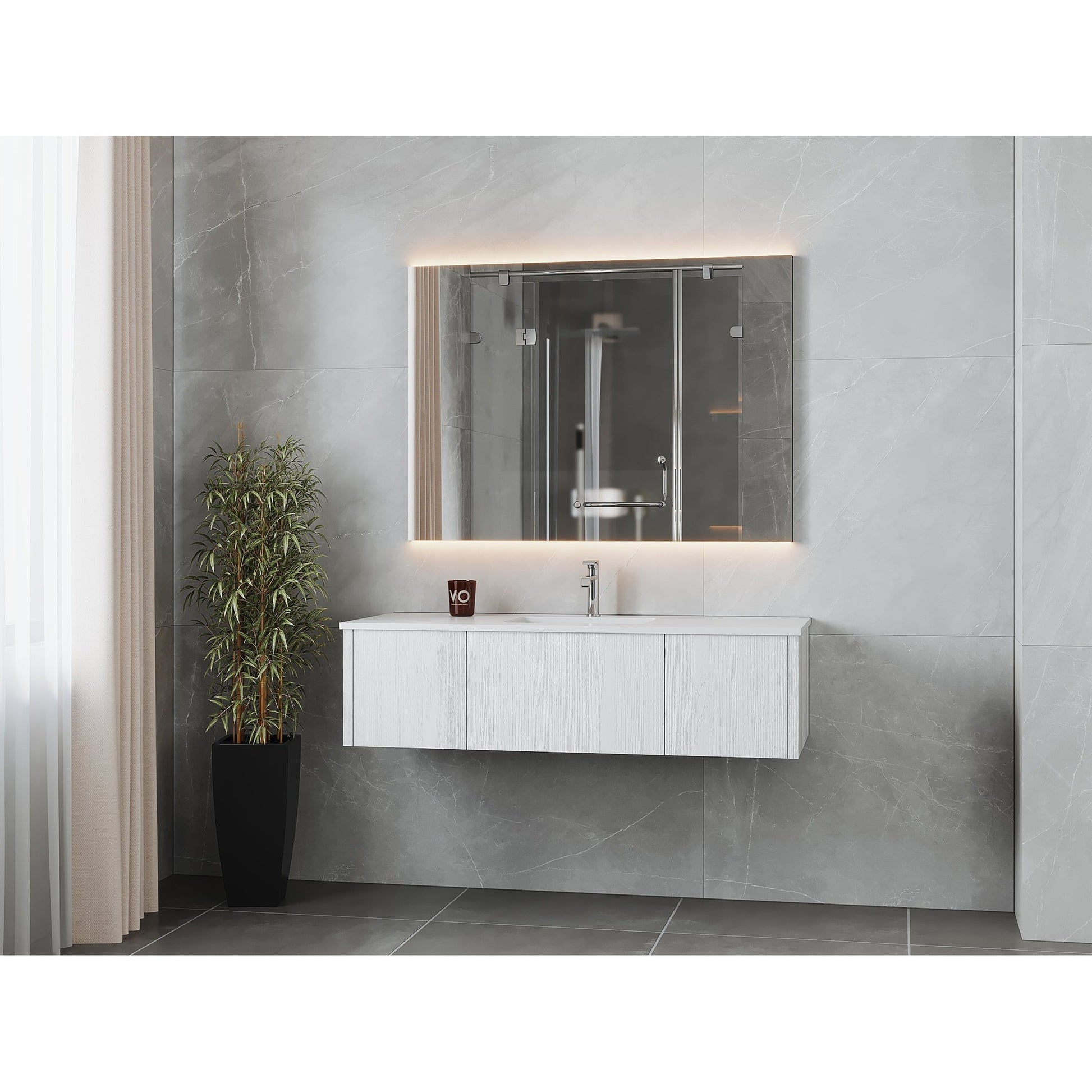 Laviva Legno 54" Alabaster White Vanity Base and Matte White Solid Surface Countertop With Integrated Sink