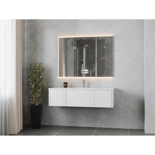 Laviva Legno 54" Alabaster White Vanity Base and Matte White Solid Surface Countertop With Integrated Sink
