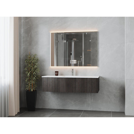 Laviva Legno 54" Carbon Oak Vanity Base and Matte White Solid Surface Countertop With Integrated Sink