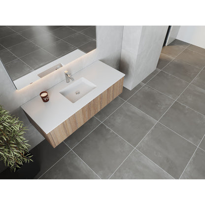 Laviva Legno 54" Weathered Gray Vanity Base and Matte White Solid Surface Countertop With Integrated Sink