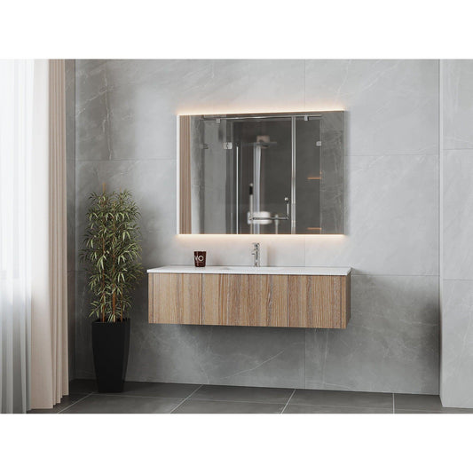 Laviva Legno 54" Weathered Gray Vanity Base and Matte White Solid Surface Countertop With Integrated Sink