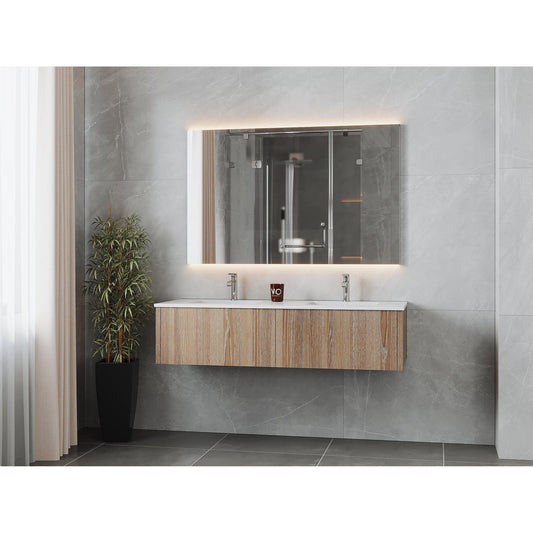 Laviva Legno 60" Alabaster White Vanity Base and Matte White Solid Surface Countertop With Single Integrated Sink