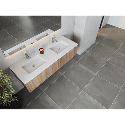 Laviva Legno 60" Weathered Gray Vanity Base and Matte White Solid Surface Countertop With Integrated Double Sink