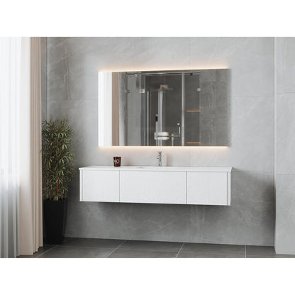 Laviva Legno 66" Alabaster White Vanity Base and Matte White Solid Surface Countertop With Integrated Sink