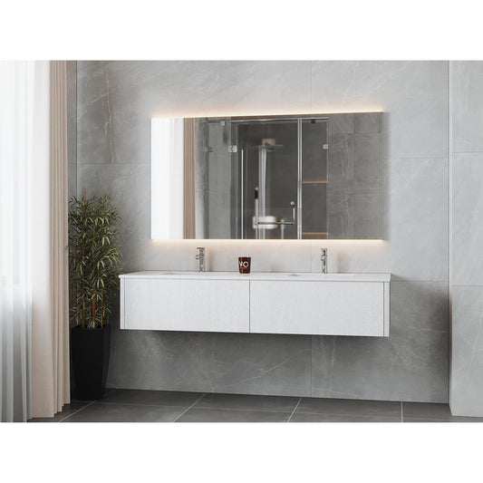 Laviva Legno 72" Alabaster White Vanity Base and Matte White Solid Surface Countertop With Integrated Double Sink