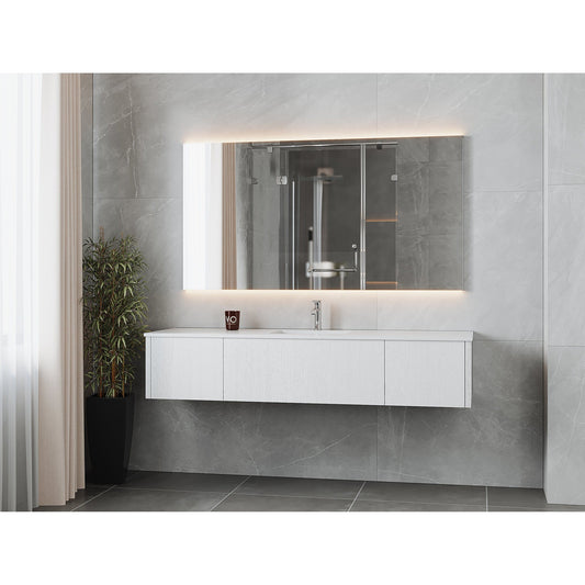 Laviva Legno 72" Alabaster White Vanity Base and Matte White Solid Surface Countertop With Integrated Single Sink