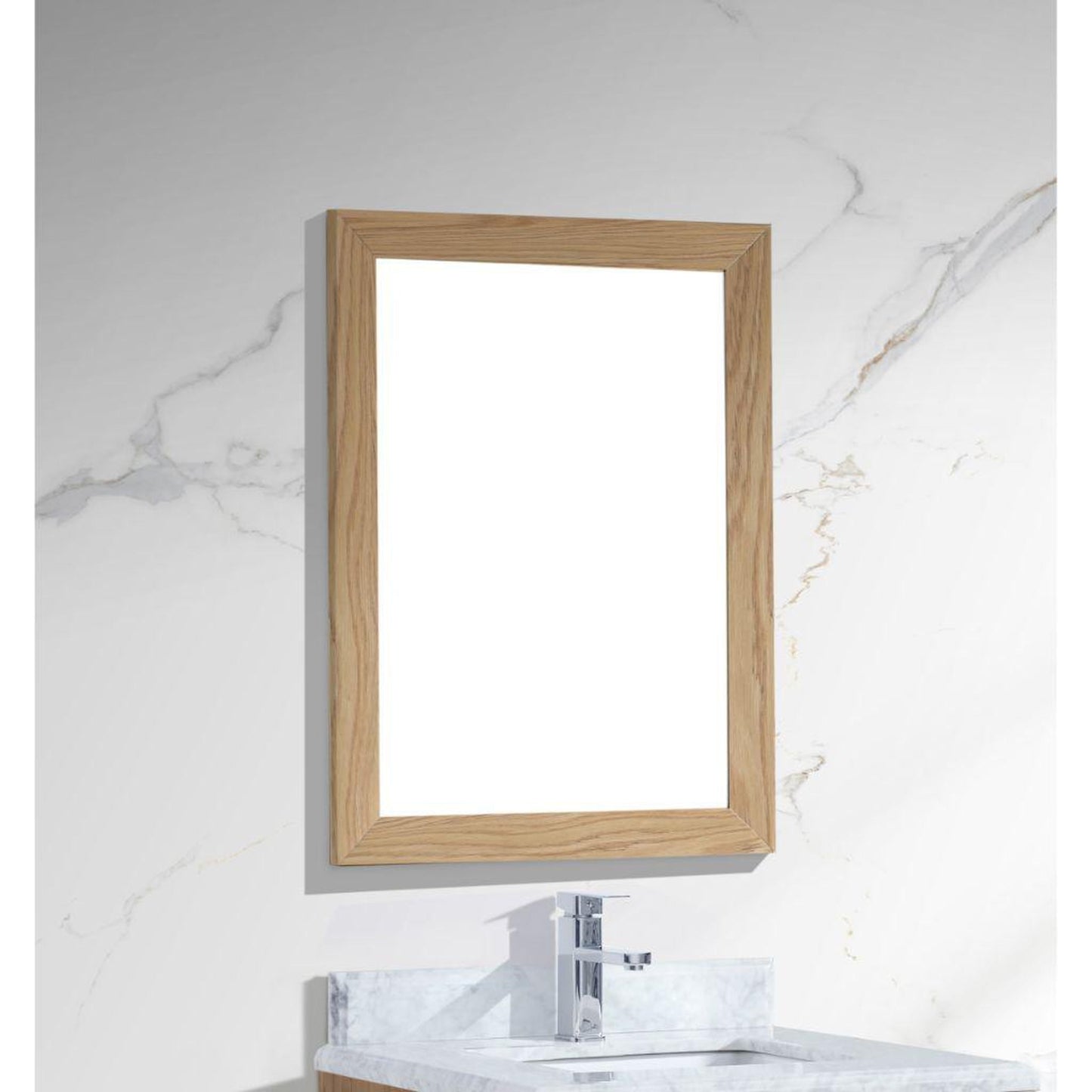 Laviva Sterling 24" California White Oak Fully Framed Rectangular Mirror