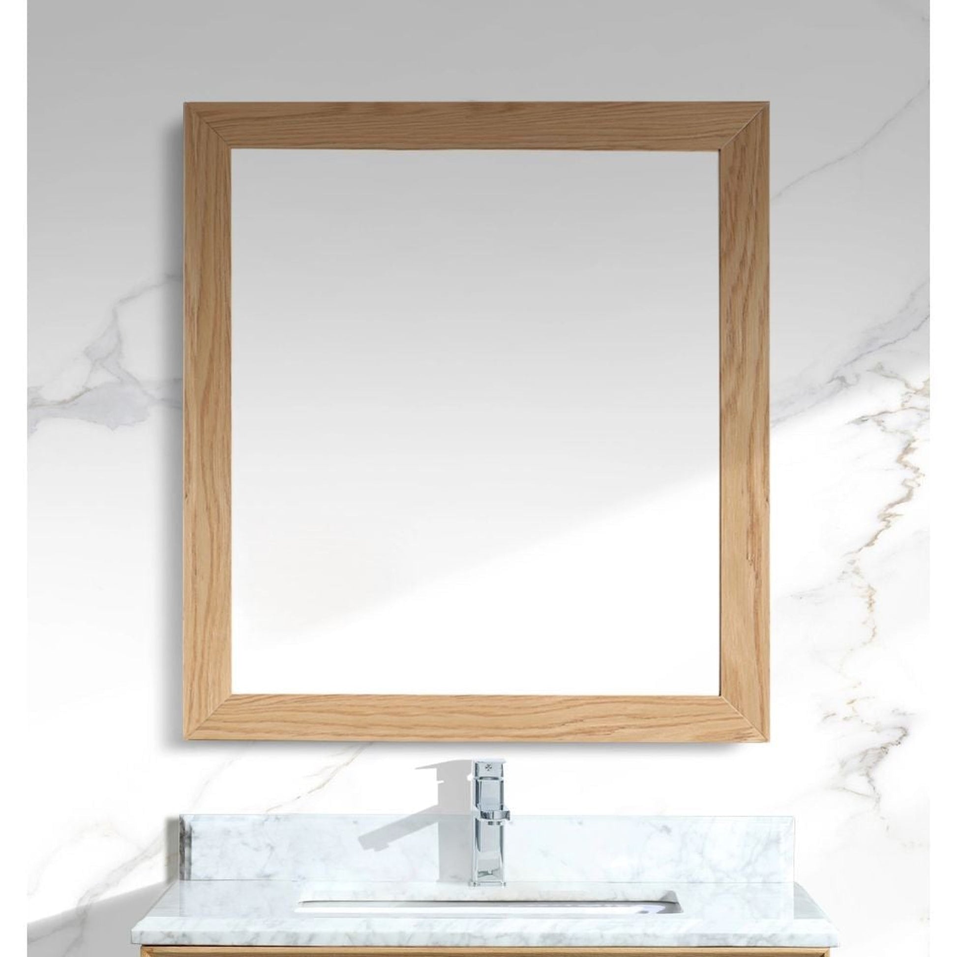 Laviva Sterling 30" California White Oak Square Fully Framed Mirror