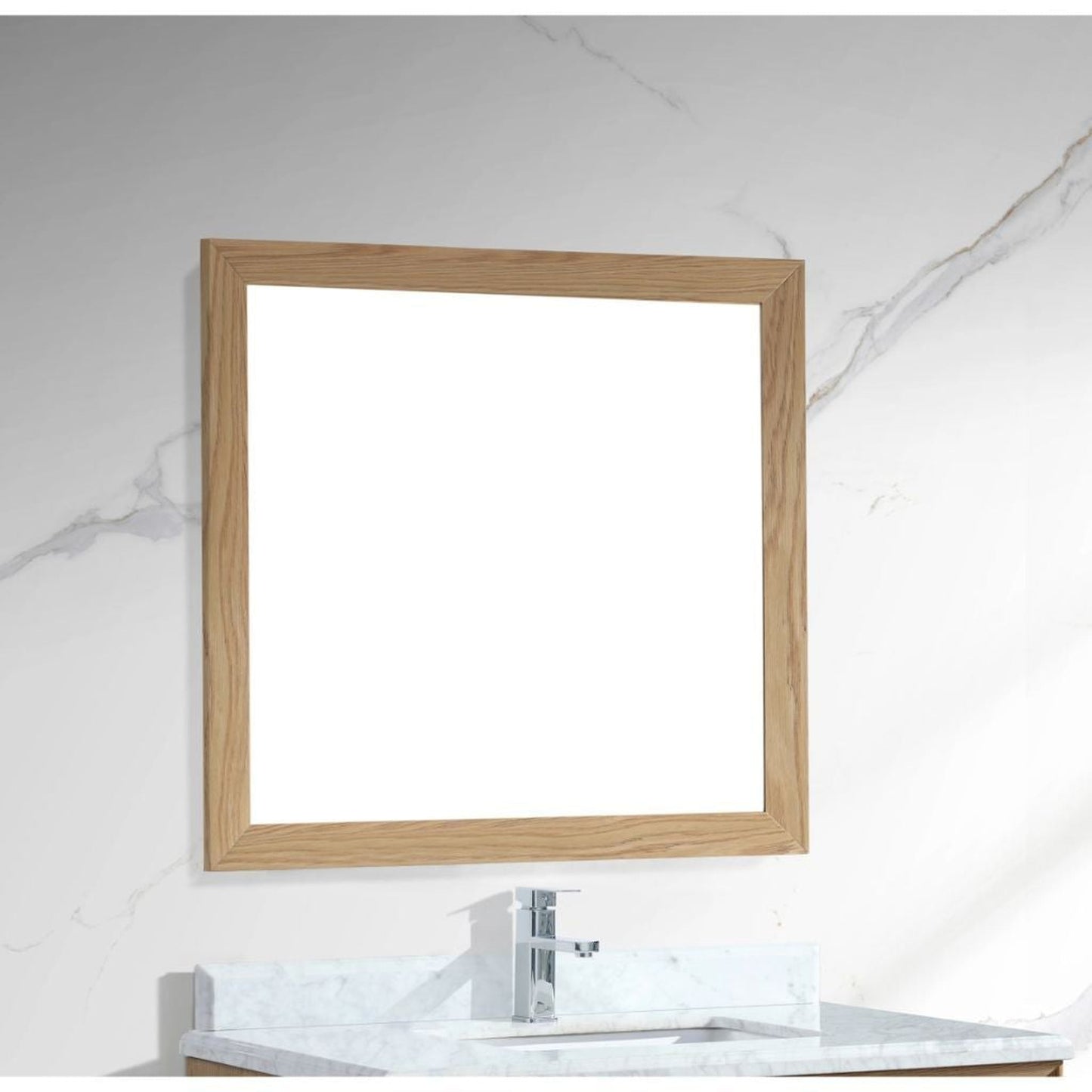 Laviva Sterling 36" California White Oak Fully Framed Rectangular Mirror