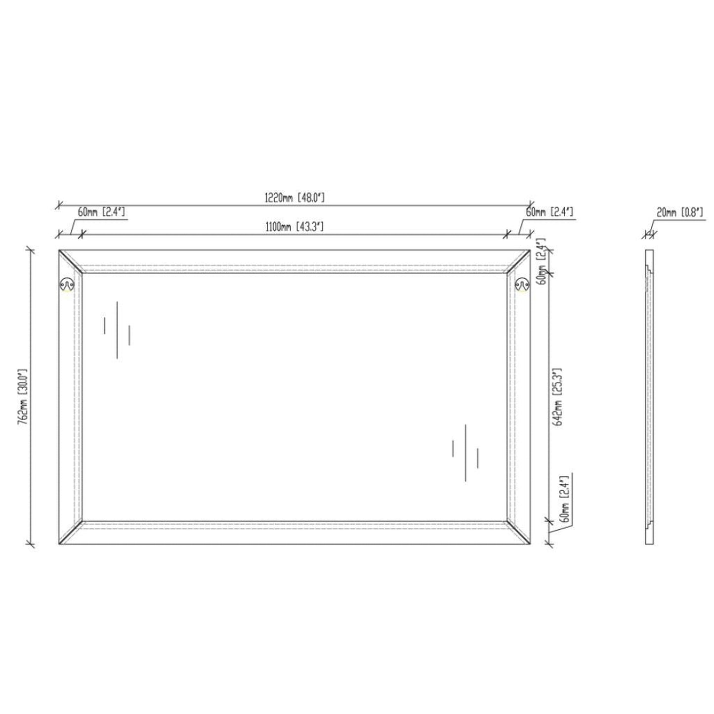 Laviva Sterling 48" Espresso Fully Framed Rectangular Mirror