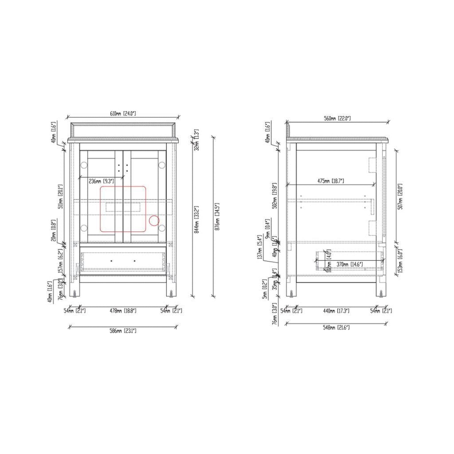 Laviva Wilson 24" White Freestanding Vanity Base