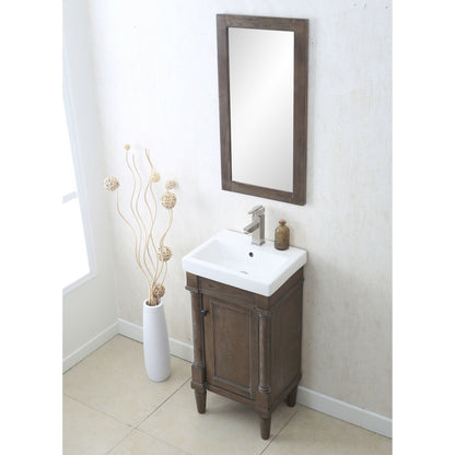 Legion Furniture 18" Weather Gray Freestanding Vanity With White Ceramic Top and Integrated Sink